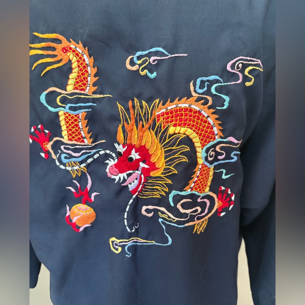 VINTAGE Health Shanghai Kimono Robe Small Embroidered Multicolored 🐉 Dragon